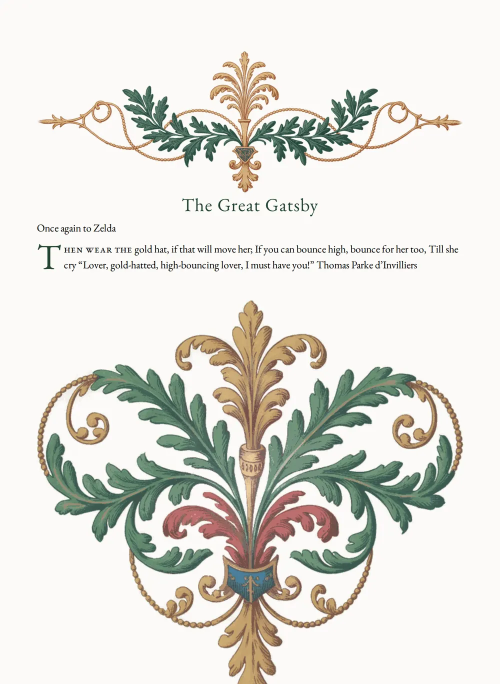 A page of The Great Gatsby as set for this edition