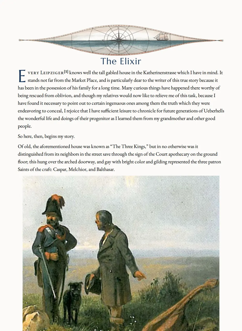 A page of The Elixir as set for this edition