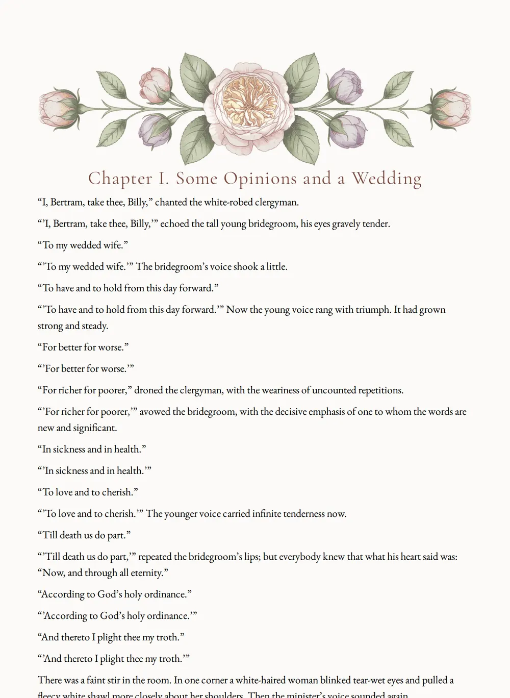 A page of Miss Billy—Married as set for this edition