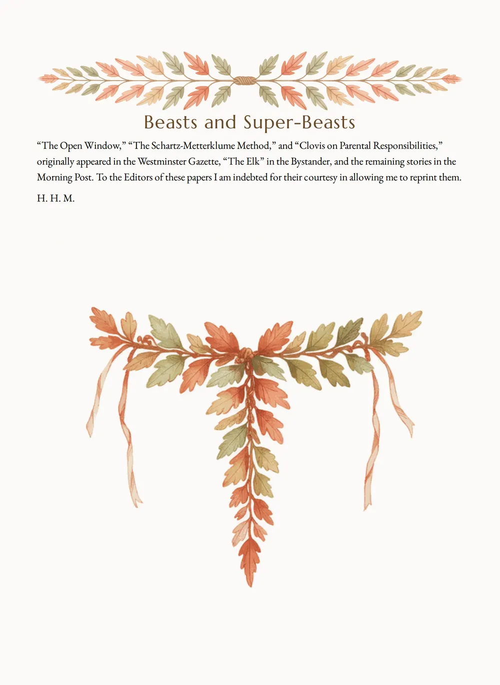 A page of Beasts and Super-Beasts as set for this edition