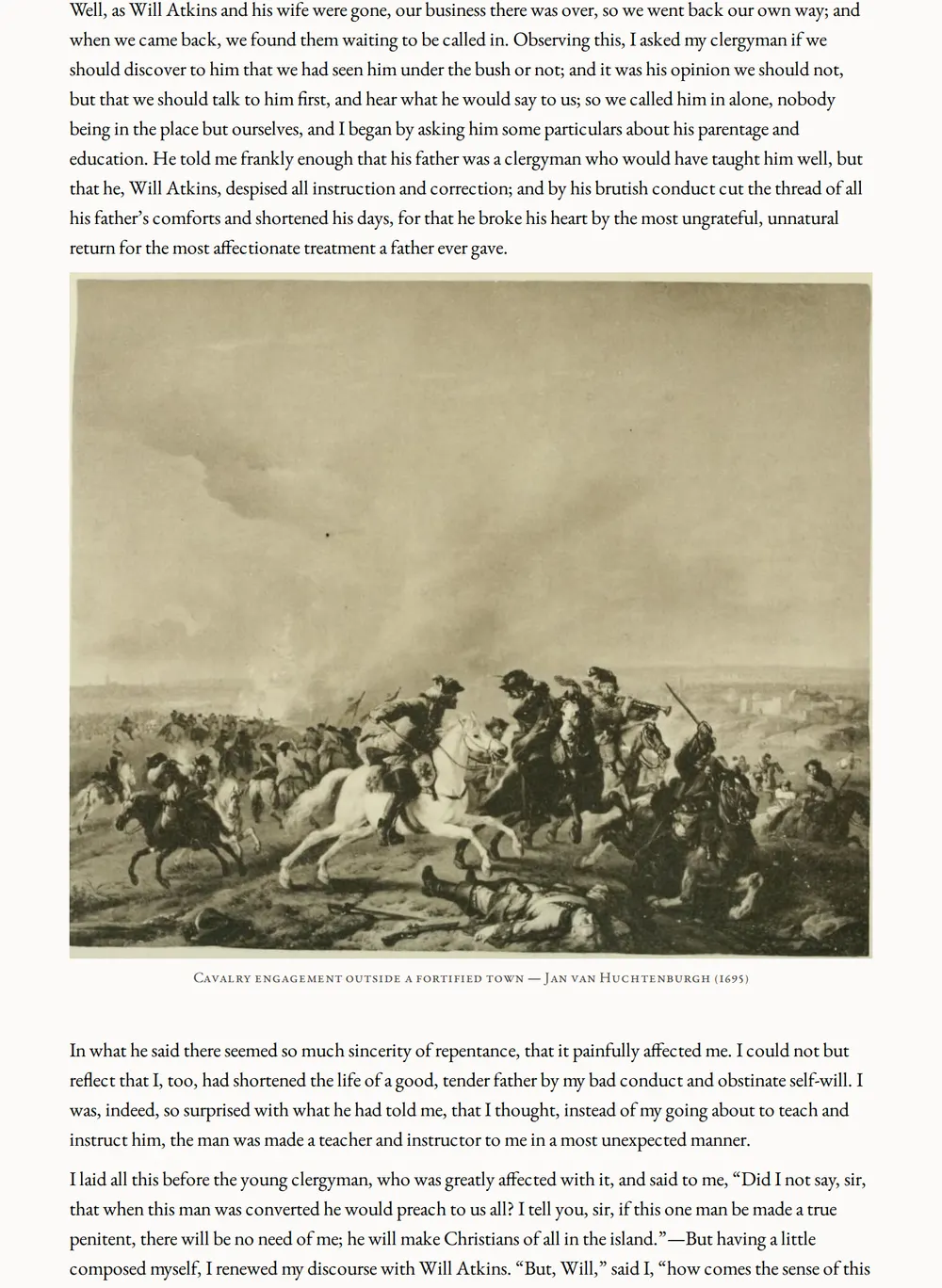 A page of The Further Adventures of Robinson Crusoe as set for this edition