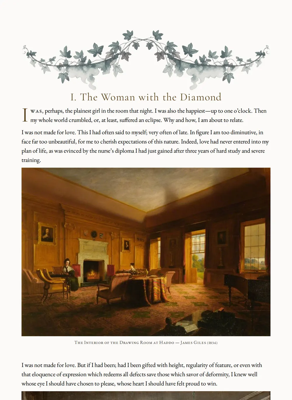 A page of The Woman in the Alcove as set for this edition