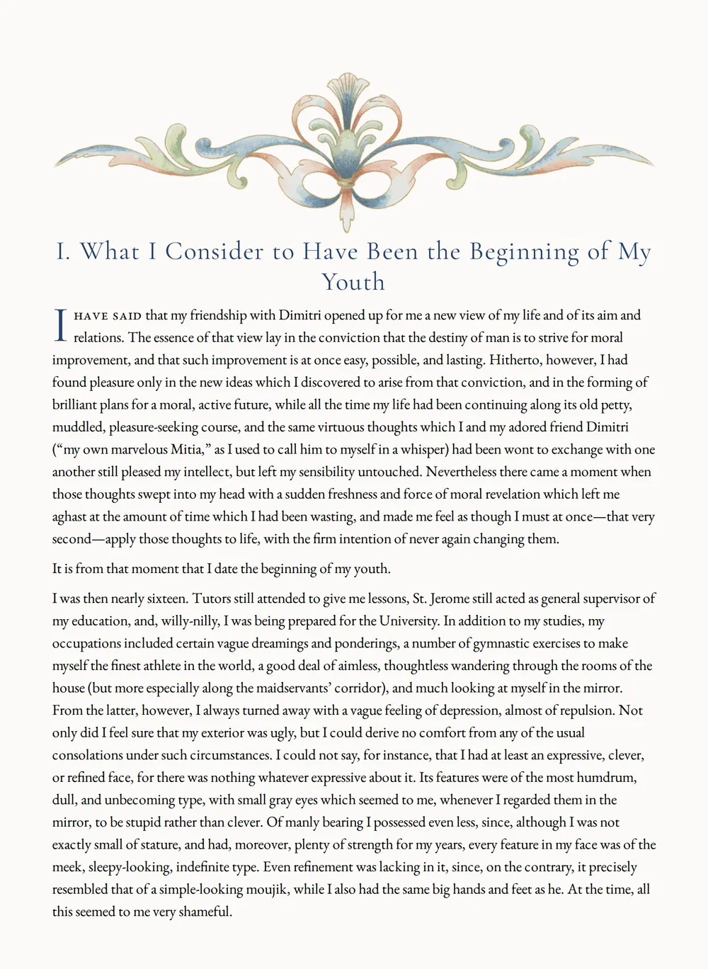 A page of Youth as set for this edition