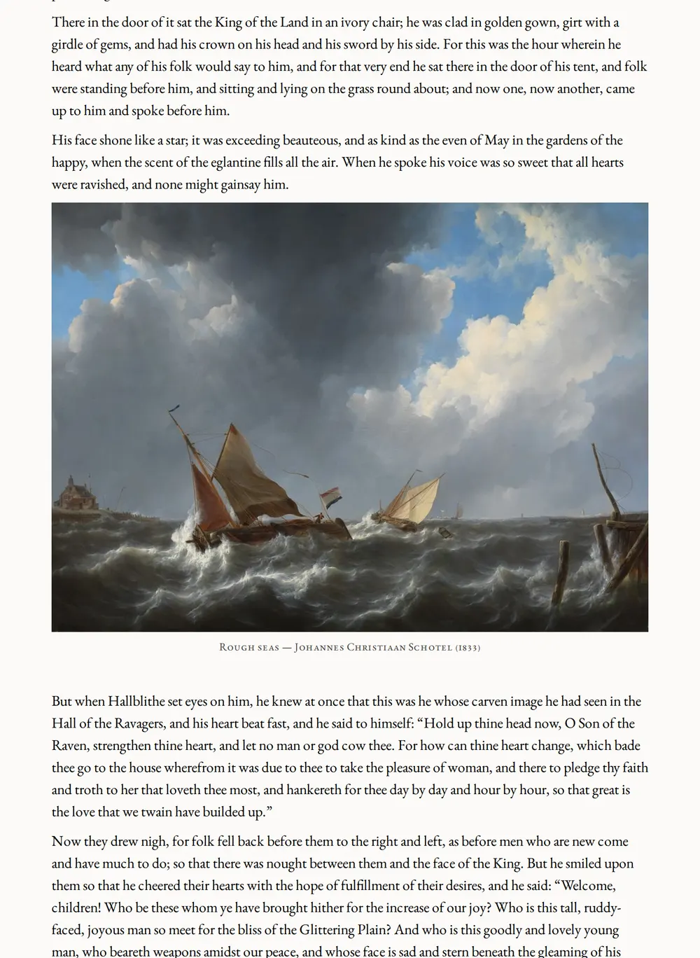 A page of The Story of the Glittering Plain as set for this edition