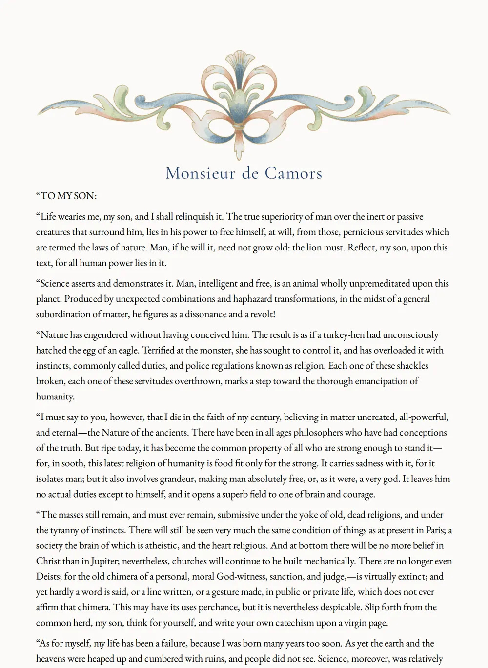 A page of Monsieur de Camors as set for this edition