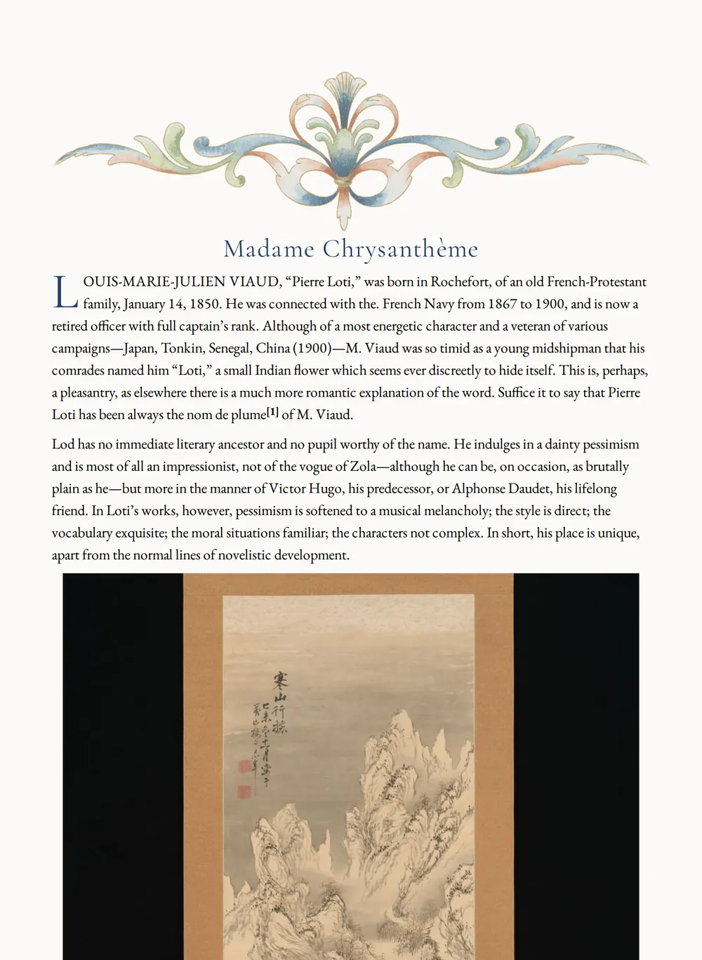 A page of Madame Chrysanthème as set for this edition