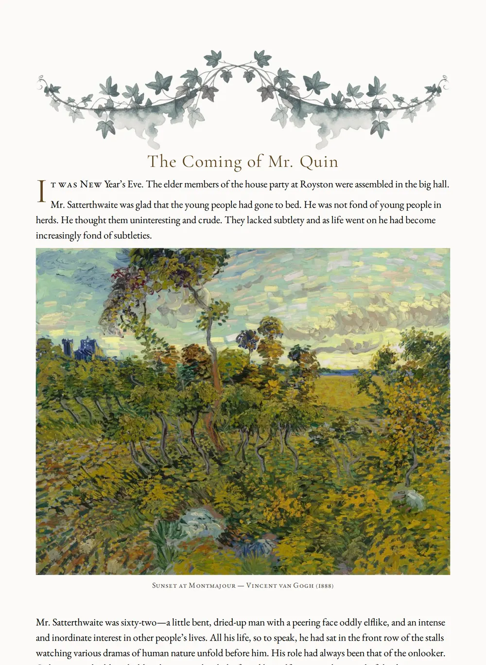 A page of The Mysterious Mr. Quin as set for this edition