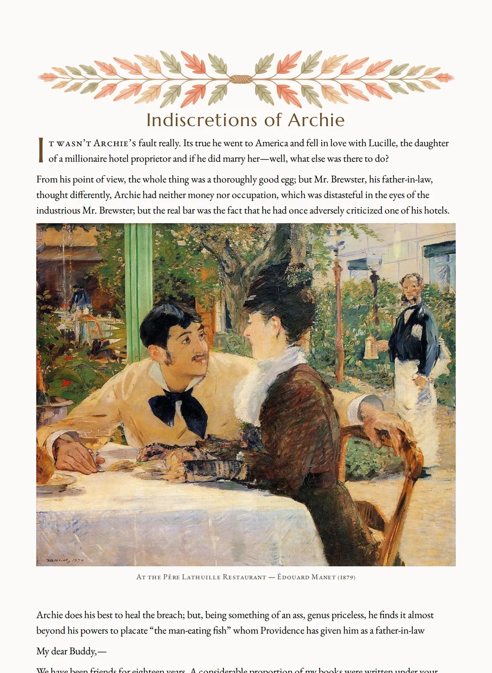 A page of Indiscretions of Archie as set for this edition