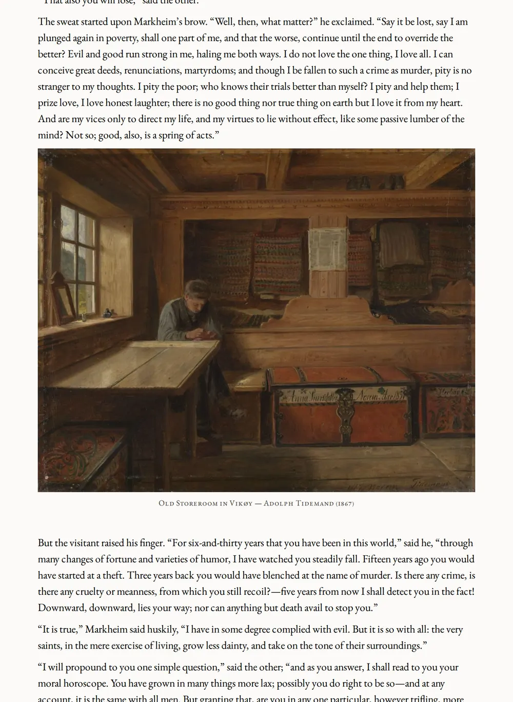 A page of The Merry Men, and Other Tales and Fables as set for this edition
