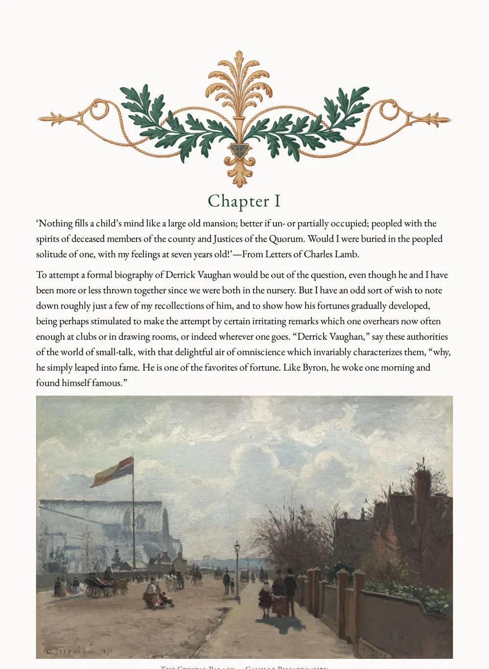 A page of Derrick Vaughan, Novelist as set for this edition
