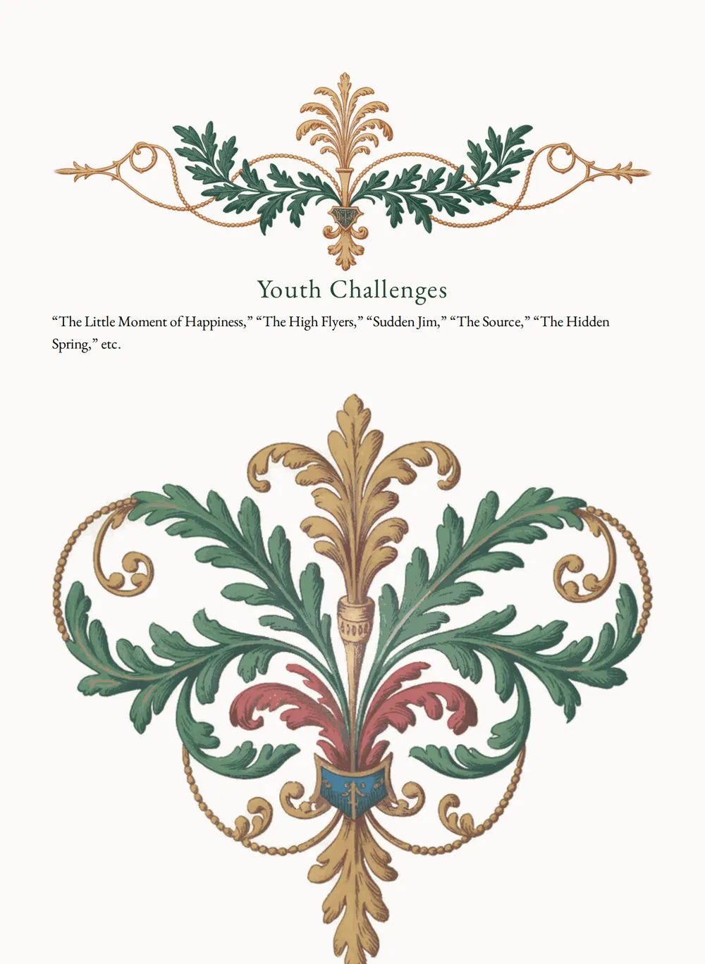 A page of Youth Challenges as set for this edition