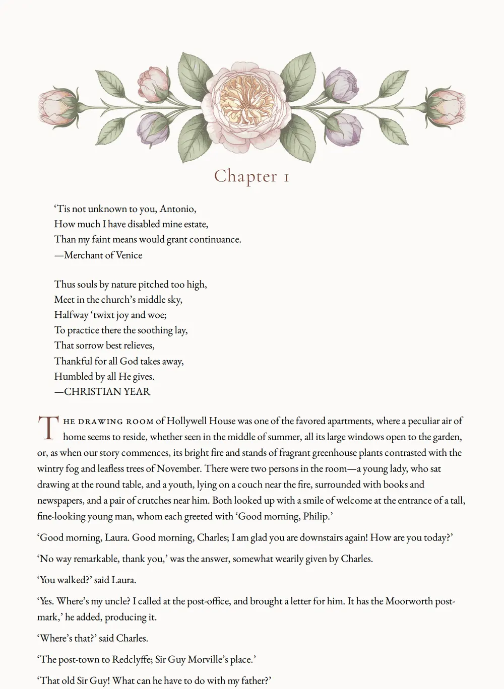 A page of The Heir of Redclyffe as set for this edition