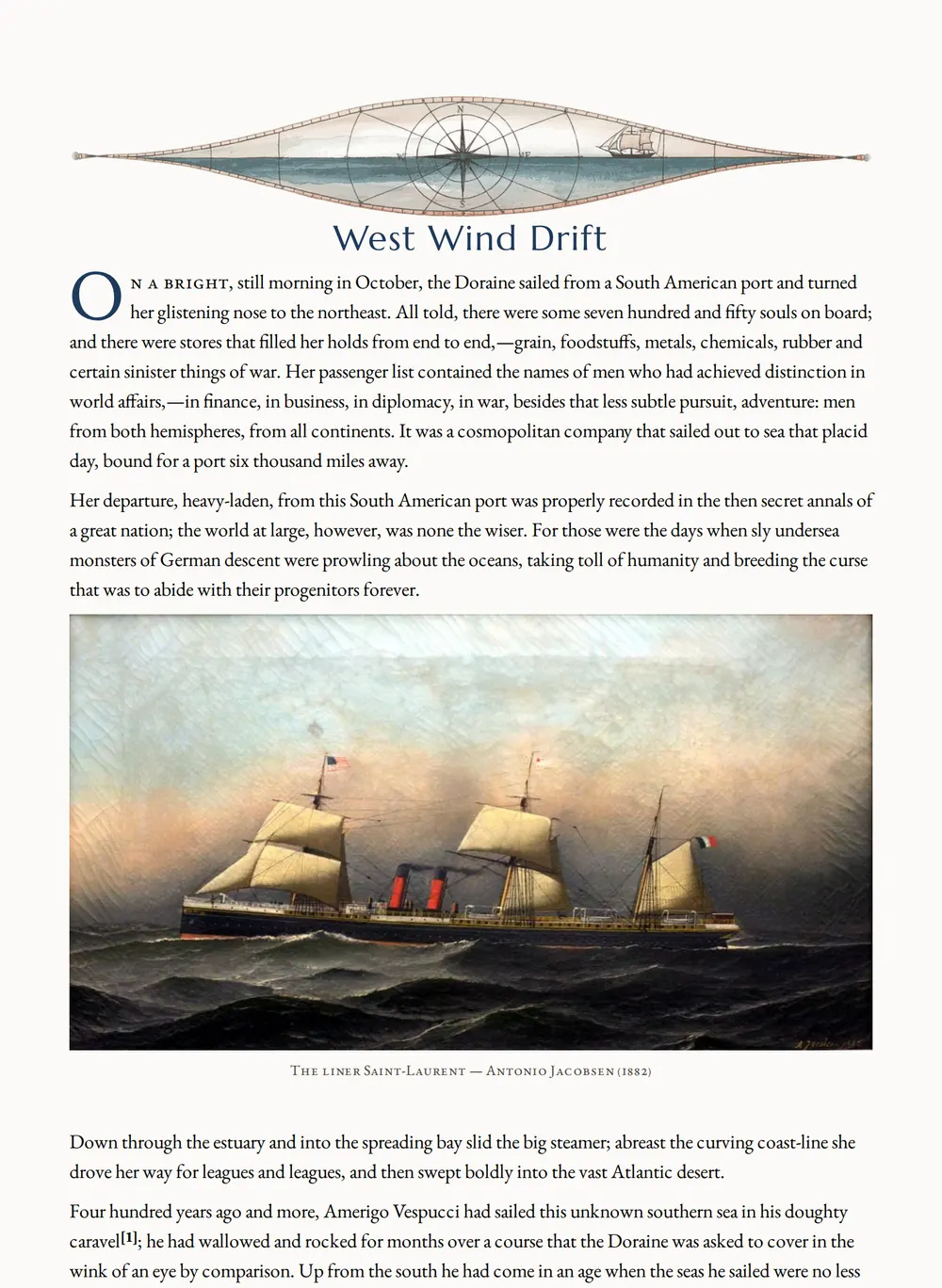 A page of West Wind Drift as set for this edition