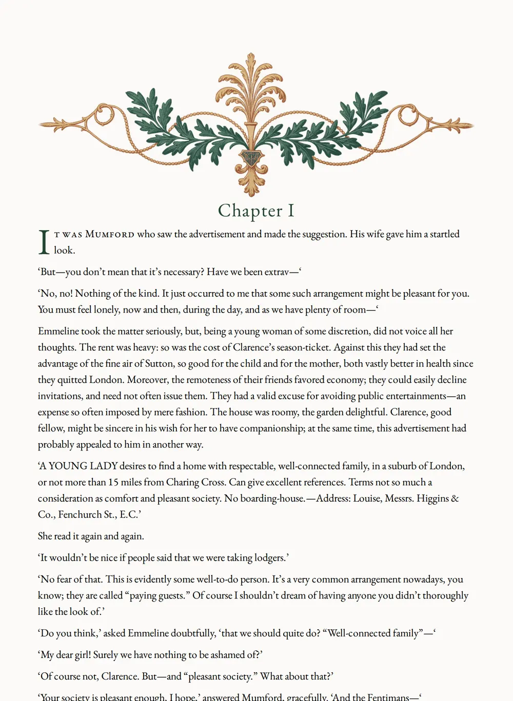 A page of The Paying Guest as set for this edition
