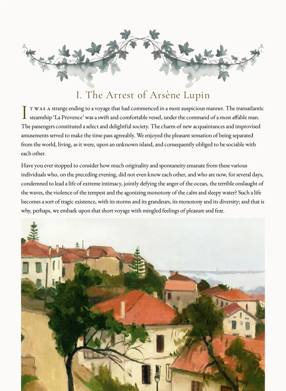 A page of The Extraordinary Adventures of Arsène Lupin as set for this edition
