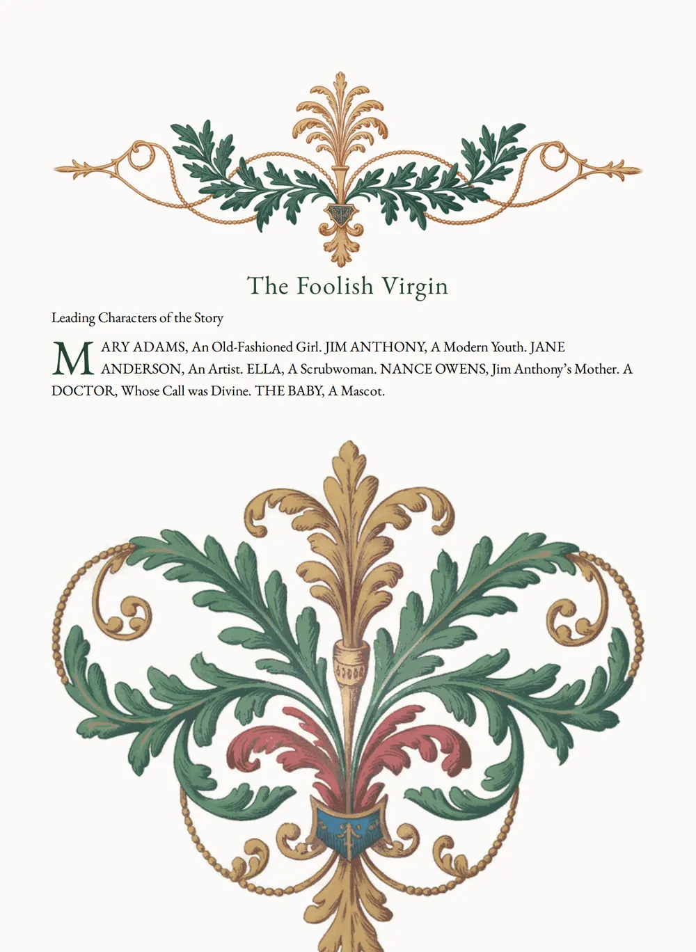 A page of The Foolish Virgin as set for this edition