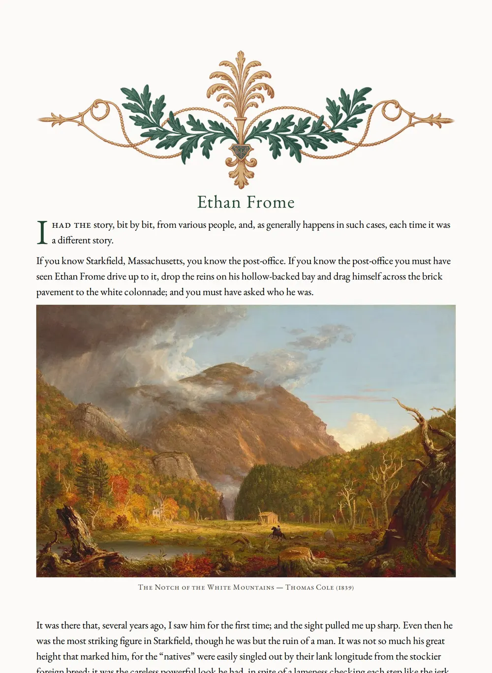 A page of Ethan Frome as set for this edition
