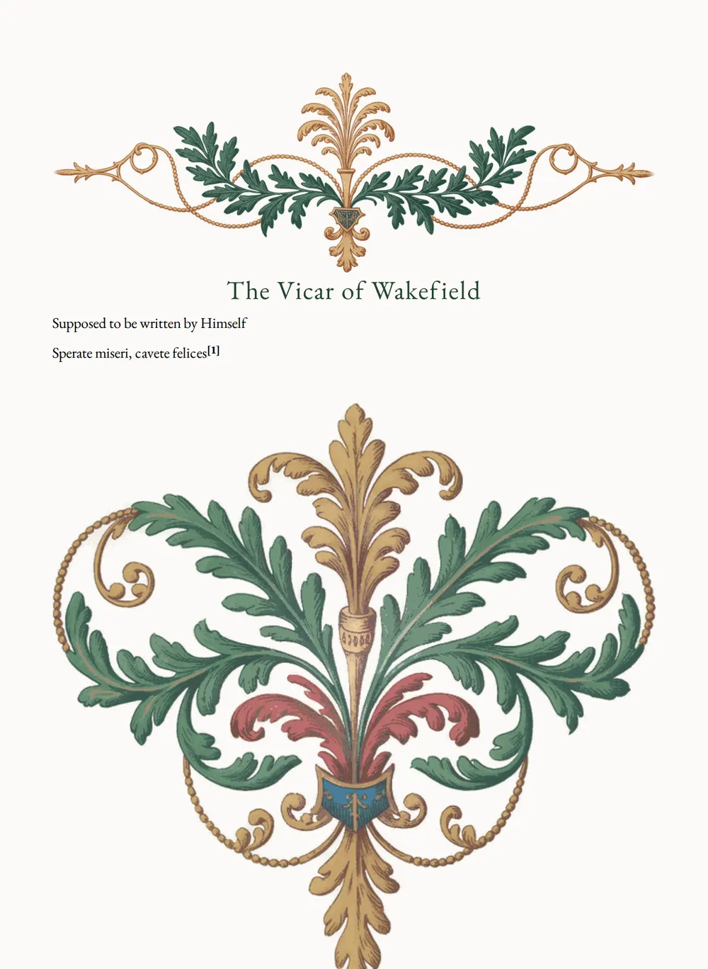 A page of The Vicar of Wakefield as set for this edition